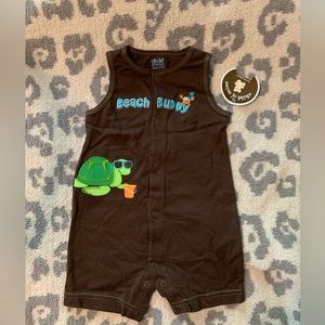 🆕 nwt Carter’s baby boys beach buddy turtle romper sun suit 6 9 month